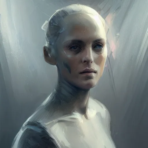 Image similar to portrait of a woman by greg rutkowski, she is about 3 0 years old, slavic, pretty, blond hair with two strans around her face, devastated expression, helplessness and denial, she is wearing a futuristic space gear, highly detailed portrait, digital painting, artstation, concept art, smooth, sharp foccus ilustration, artstation hq.