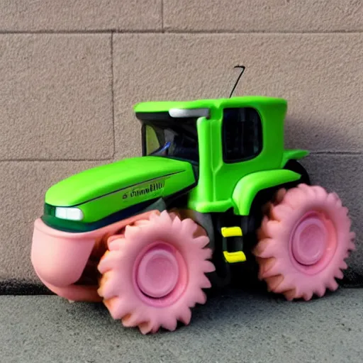 Image similar to a very soft persian pink plush john deere with pluche