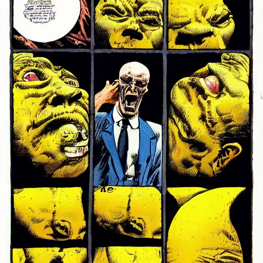 Image similar to lemon headed man scared crying, ultra detailed, style of richard corben, 4 k, rule of thirds.