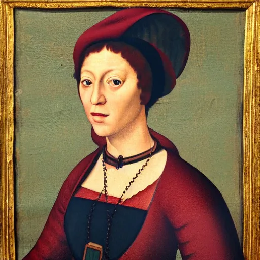 Image similar to a renaissance style portrait painting of licantropo