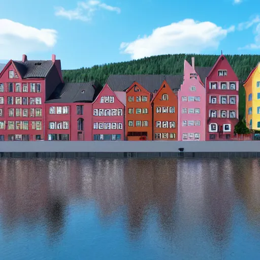 Prompt: a 3D rendering of Trondheim