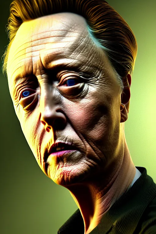 Image similar to hyperrealistic mixed media painting of Christopher Walken, full body, stunning 3d render inspired art by P. Craig Russell and Barry Windsor-Smith + perfect facial symmetry + dim volumetric lighting, 8k octane beautifully detailed render, post-processing, extremely hyperdetailed, intricate, epic composition, grim yet sparkling atmosphere, cinematic lighting + masterpiece, trending on artstation, very very detailed, masterpiece, stunning
