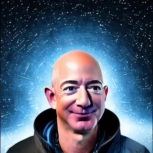 Image similar to Jeff Bezos as a cosmic horror with a cosmic background. Epic digital art