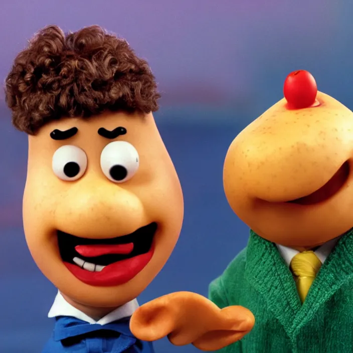 Image similar to will ferrell starring in mr potato head the dramatic movie, movie still, 8 k,