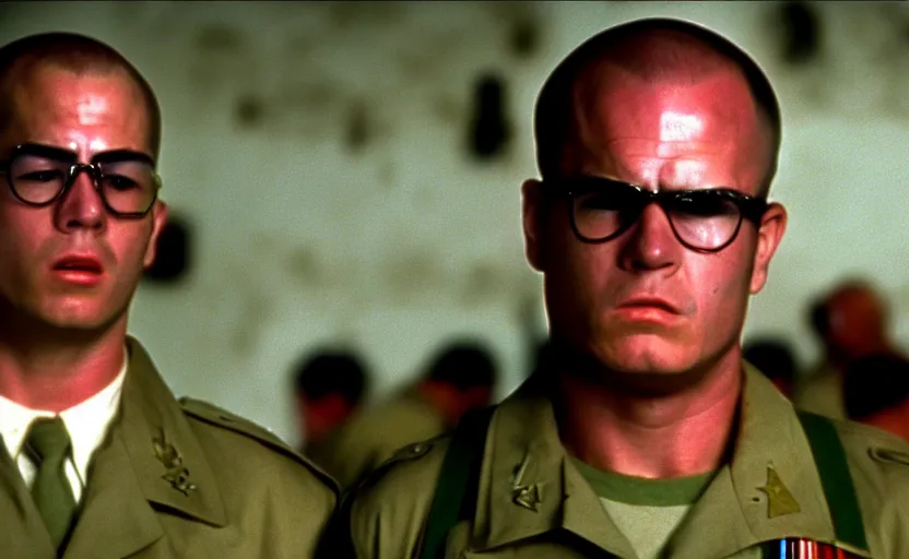 Image similar to John Paul the Second in a still from the movie Full Metal Jacket (1987), 4k, high quality