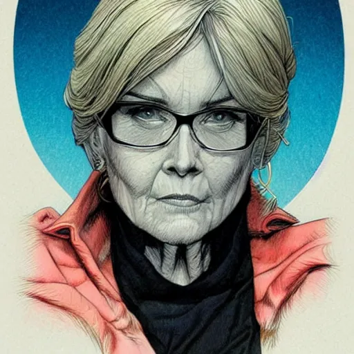 Prompt: a beautiful portrait of an older woman Travis Charest style