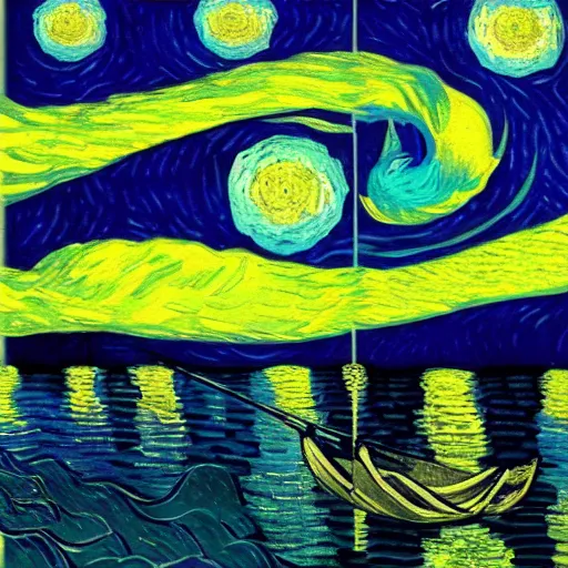 Image similar to the ocean by vincent van gogh, digital art, trending on artstation