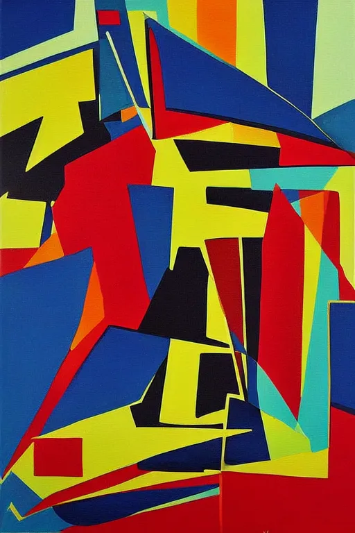 Prompt: mid century modern art retro abstract on canvas by bernard simunovic