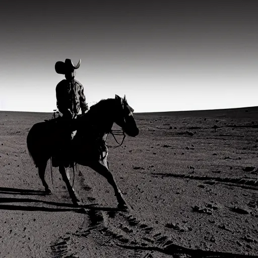 Prompt: a cowboy on horseback on the moon, earth in the distance, 5 0 mm