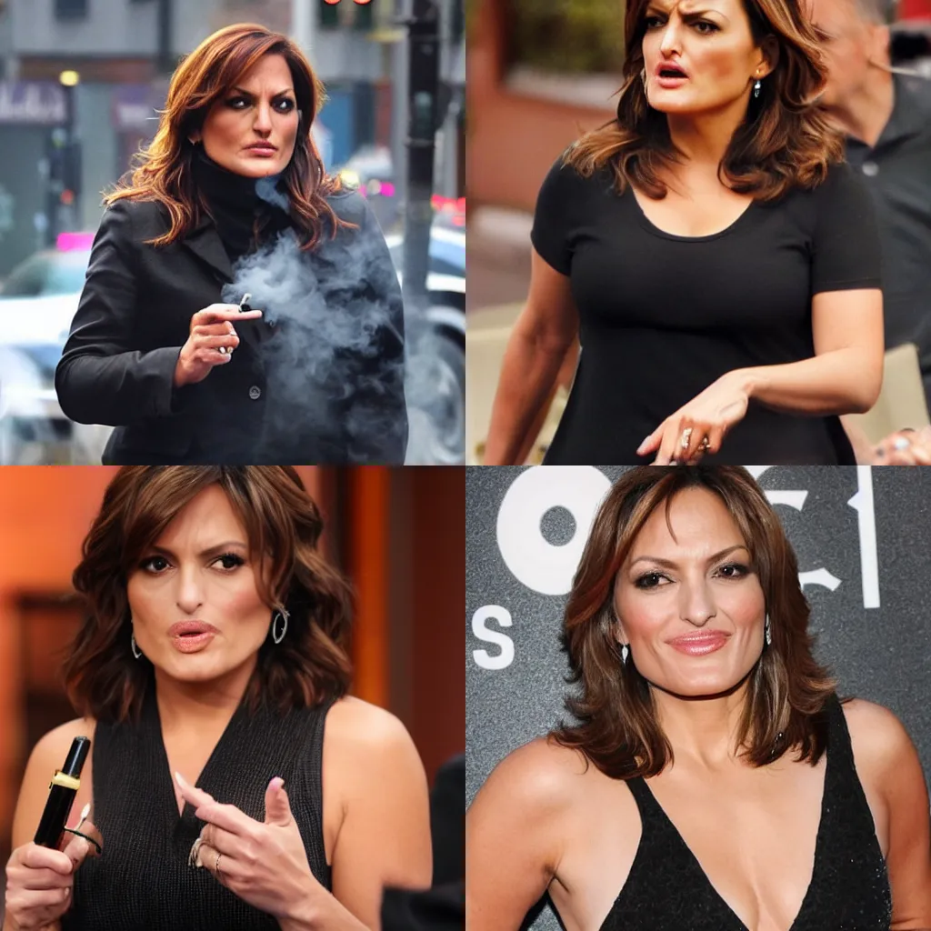 Prompt: mariska hargitay vaping