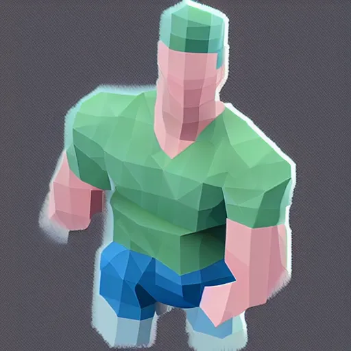 Prompt: Low poly isometric John Cena