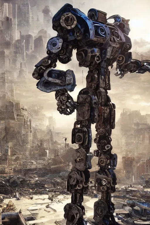 Image similar to a futurecore boxing humanoid mecha in ruin city, bright, by real steel ( 2 0 1 1 ), eve venture, raymond swanland, cryengine, post apocalyptic, mechanical structure, unreal engine 5, camouflage scheme, sharp focus, 8 k realistic, hyper detailed, bright, ray tracing, realistic shaded, smooth face