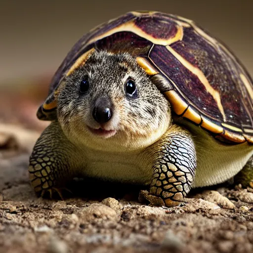 Image similar to quokka turtle hybrid, bold natural colors, national geographic photography, masterpiece, in - frame, canon eos r 3, f / 1. 4, iso 2 0 0, 1 / 1 6 0 s, 8 k, raw, unedited, symmetrical balance