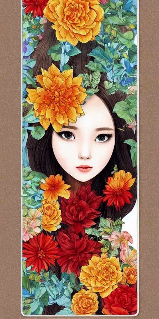 Image similar to beautiful flower, by tran nguyen, warm colors, cozy, etsy stickers, white border, sticker sheet, sticker template