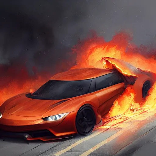 Image similar to a car on fire by greg rutkowski