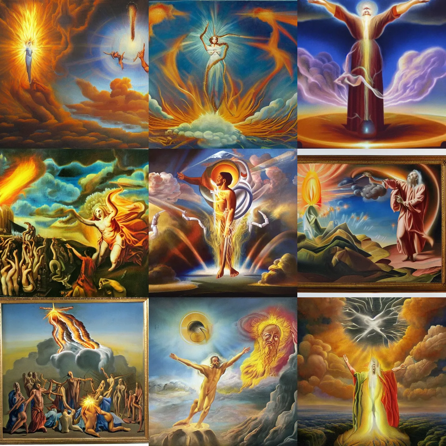 Prompt: a surrealism painting of god being fired after creation was outsourced to stable diffusion