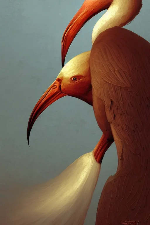 Image similar to Ibis-headed egyptian god, Thoth, on a sandstorm background, intricate, elegant, highly detailed, artstation, concept art, smooth, sharp focus, illustration, , digital art from artstation, digital art from deviantart, by Stjepan Sejic, Ruan Jia, and Mandy Jurgens, and Artgerm, and william adolphe bouguereau