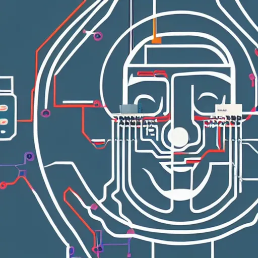 Image similar to anthropomorphic computer circuitry and electronics looks like woman.