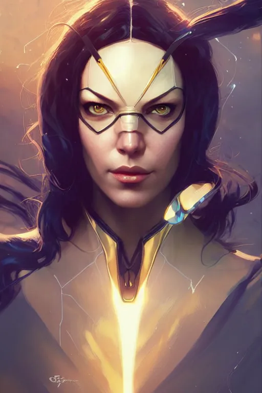 Image similar to aeon flux as ms marvel profile picture by Greg Rutkowski, matte painting, intricate, fantasy concept art, elegant, by Stanley Artgerm Lau, WLOP, golden ratio, thomas kindkade, alphonse mucha, loish, norman Rockwell,