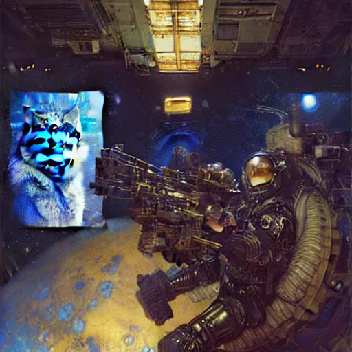 Image similar to portrait of a wolf in uniform as space engineer. shadowrun furaffiniy cyberpunk fantasy highly detailed painting by gaston bussiere craig mullins jc leyendecker gustav klimt artgerm greg rutkowski john berkey, bergey, craig mullins, ruan jia, raymond swanland, jeremy mann, tom lovell, alex malveda