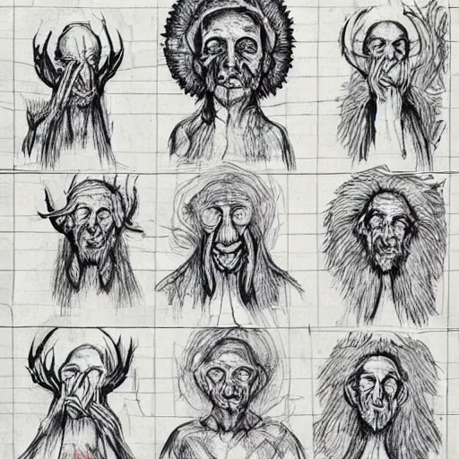 Image similar to he who hungers, divine, holy, demonic, unknown, indescribable, sketches