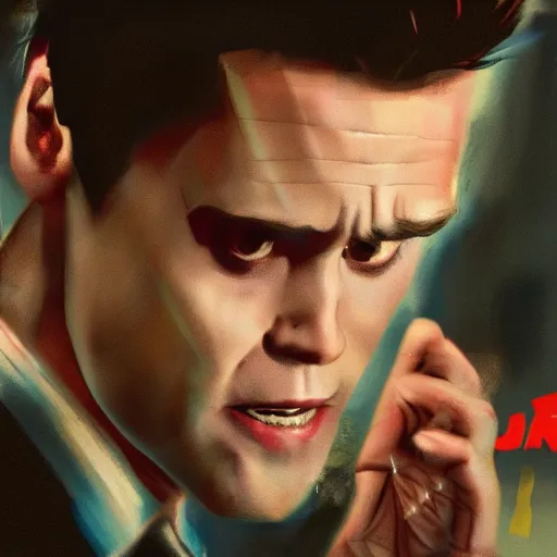 Image similar to jim carrey as tyler durden, fight club movie, 8 k, trending on artstation