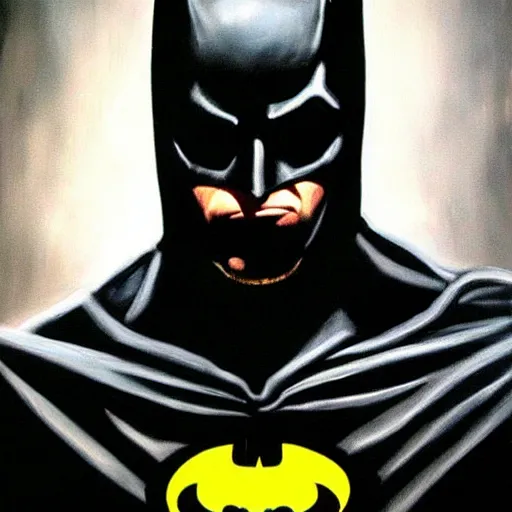 Image similar to Painting of a batman dark knight by Christopher Nolan oil painting