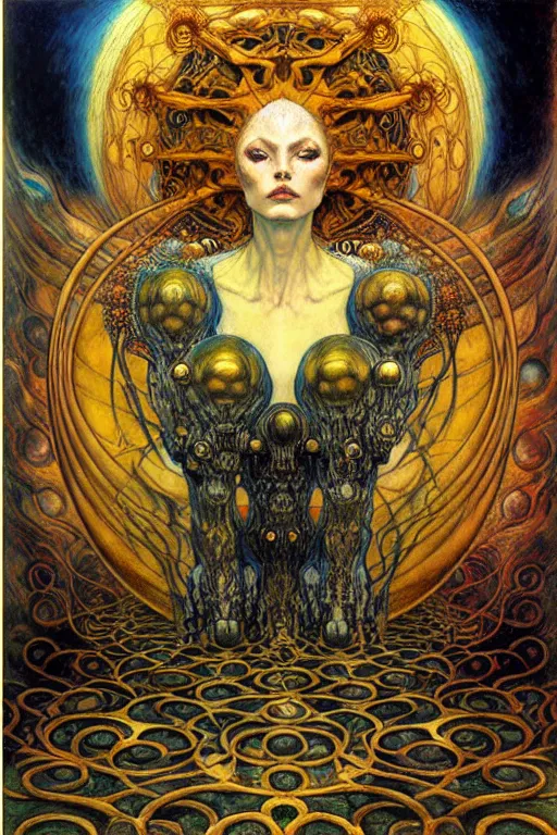 Image similar to Divine Chaos Engine by Karol Bak, Jean Delville, William Blake, Gustav Klimt, and Vincent Van Gogh, symbolist, visionary