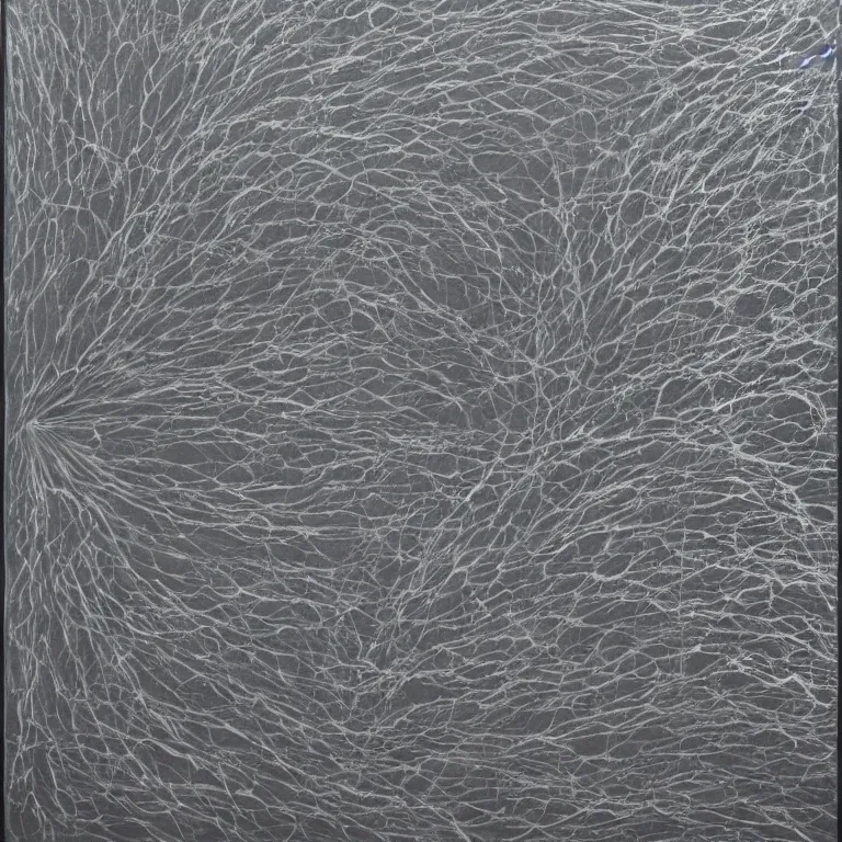 Image similar to Artwork called 'Scratch' by Hideaki Yamanobe, a contemporary Japanese abstract painter, best known for creating pallid, monochromatic works that employ light brushwork and composition to evoke veiled spaces. He has also been known to incorporate unusual media like sand into his works.