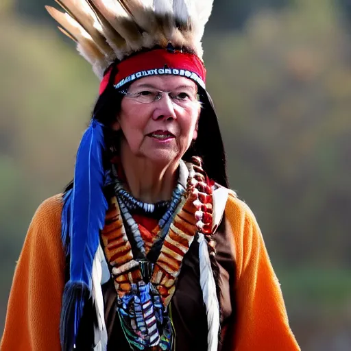 Prompt: liz warren as apache chief from superfriends,