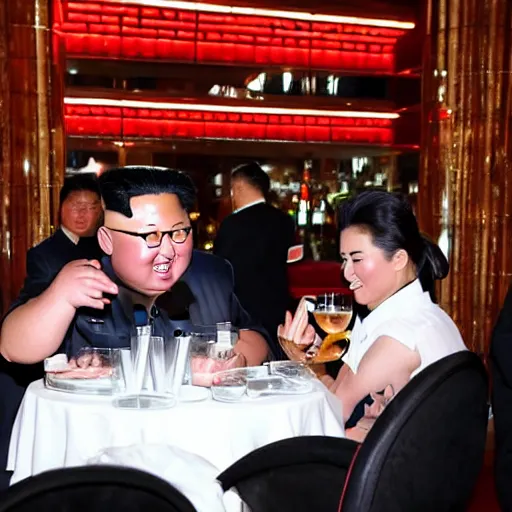 Image similar to kim jong - un having a drink in an ambient bar