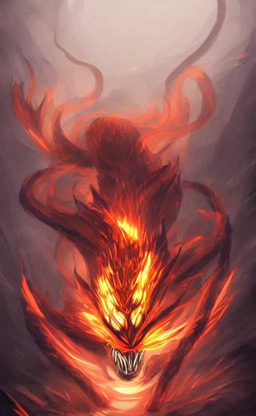 Image similar to venom as the nine tailed fox, kurama, dynamic lighting, photorealistic dark fantasy concept art, trending on art station, stunning visuals, creative, cinematic, ultra detailed