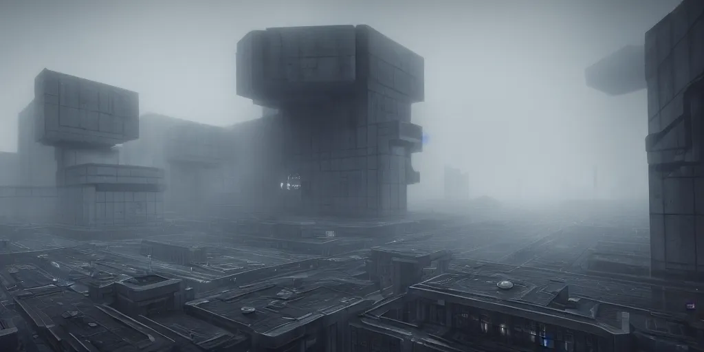 Prompt: dreary dark grey dystopia ruled by nintendo, brutalist, totalitarian architecture, gaming, mario, fun, oppression, artstation 8 k octane engine unreal engine professional art