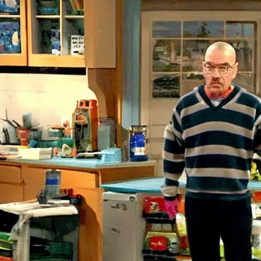 Prompt: a screenshot of Walter White in ICarly (2008) low quality, vhs quality, aired on Nickelodeon,