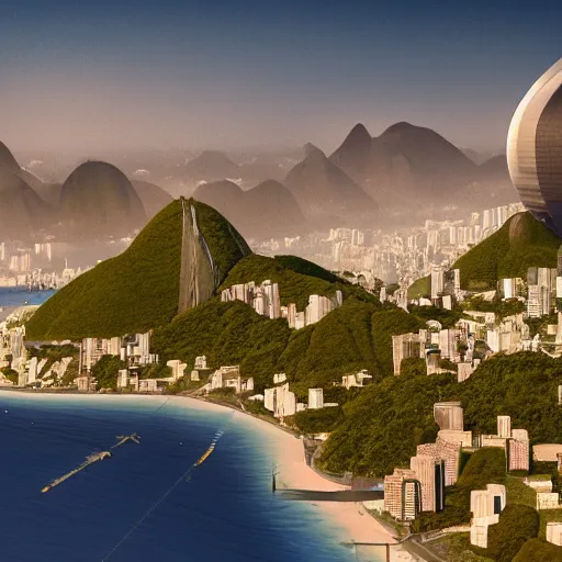 Image similar to a landscape of Rio de Janeiro in the future 2050, future, trending on artstation, digital art