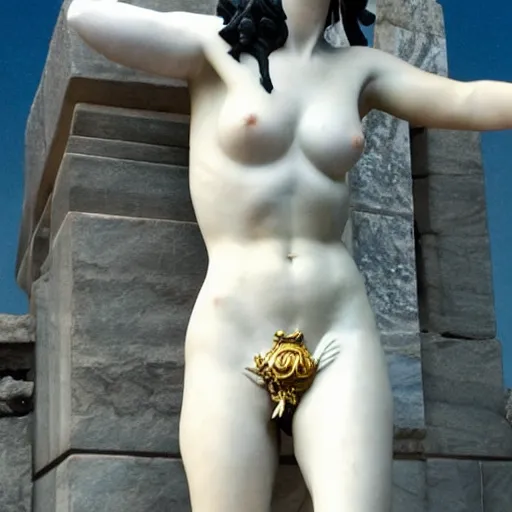 Prompt: katy perry as a greek marble statue