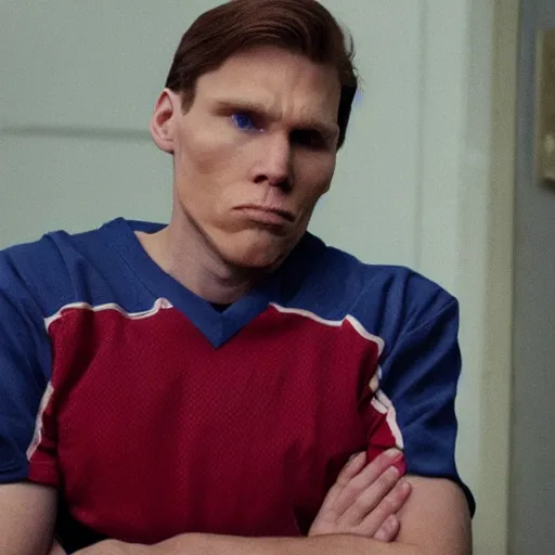 Prompt: Live Action Still of Jerma in Rudy (film), real life, hyperrealistic, ultra realistic, realistic, highly detailed, epic, HD quality, 8k resolution, body and headshot, film still