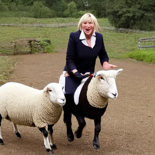 Image similar to nadine dorries riding a sheep