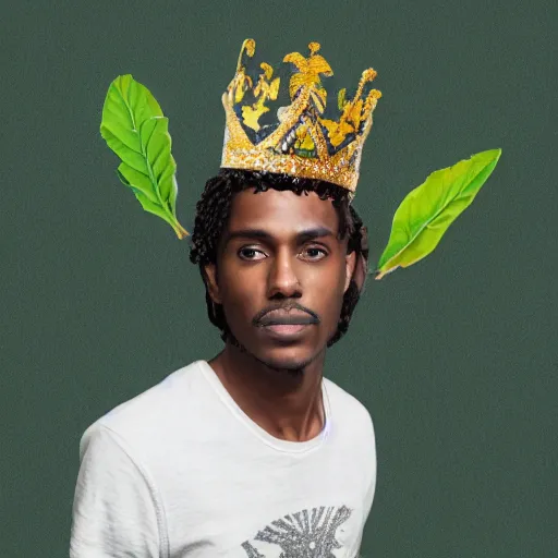 Prompt: A king wearing a crown made of avocados