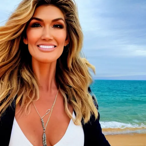 Prompt: delta goodrem staring at the ocean