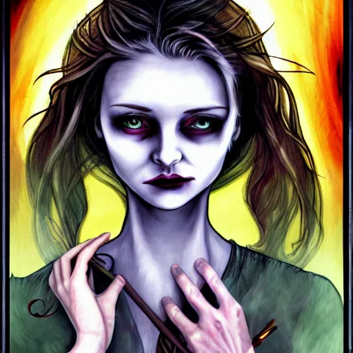 Prompt: both the guy and the girl dies and goes to hell where the god of death grants them a second chance to live on earth for seven days. at the end of one week, they must decide who gets to live. art by jasmine becket griffith