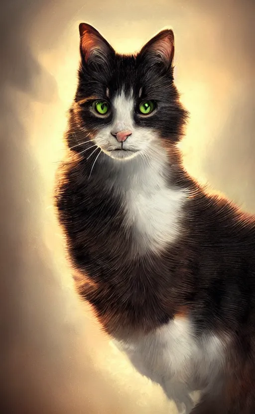 Image similar to calico cat, dynamic lighting, photorealistic fantasy concept art, trending on art station, stunning visuals, terrifying, creative, cinematic