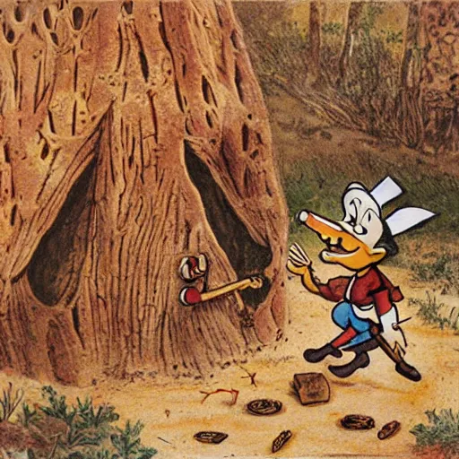 Image similar to Pinocchio being eaten by termites