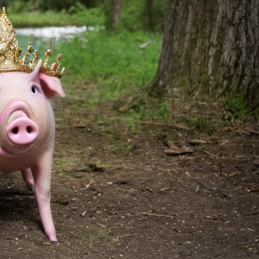 Image similar to pig hiker wearing a gold crown as a Muppet holding a silver platter 8k