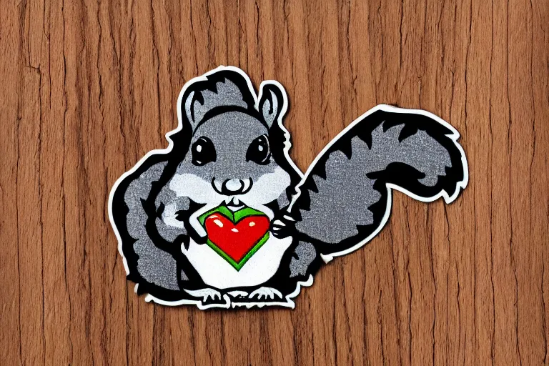 Image similar to a die cut sticker of a squirrel dressed as a pimp