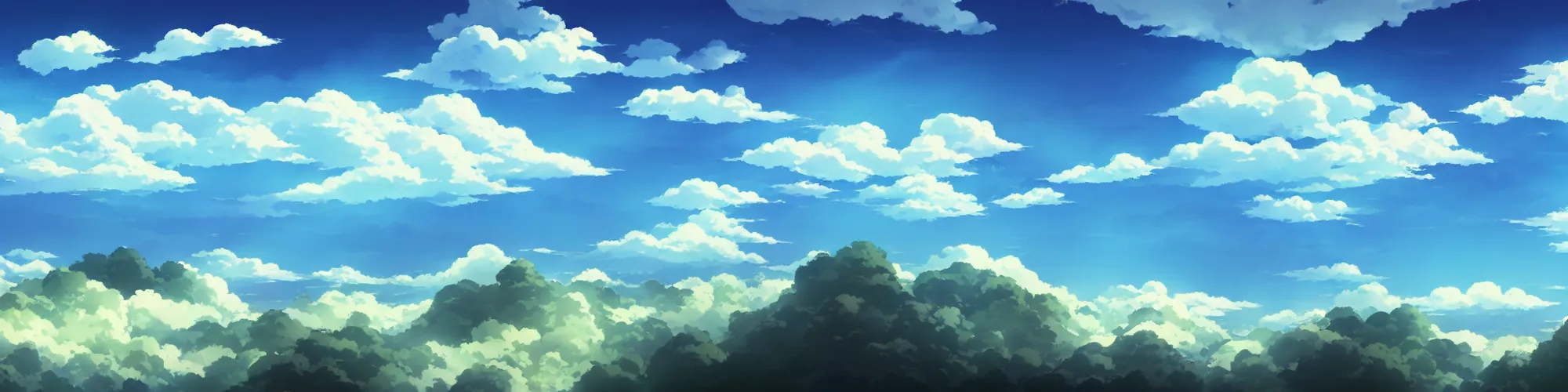 Image similar to panorama view of the sky. matte painting, anime, studio ghibli. professional digital painting, artstation, concept art, smooth, beautiful, cinematic. no mountains and trees.