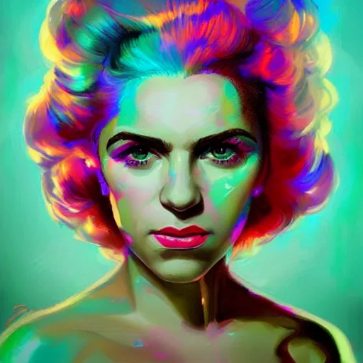 Image similar to portrait of a beautiful marina diamandis electra heart, volume lighting, concept art, by greg rutkowski!!, colorful, xray melting colors!!