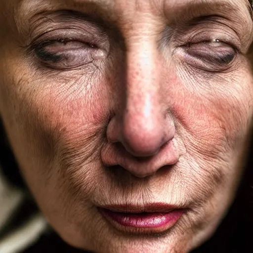 Image similar to A woman with Werner's Syndrome, close-up, portrait imagery, photorealistic imagery