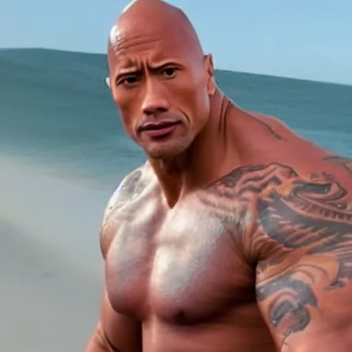 Prompt: still of Dwayne Johnson fat, gained 100 pounds