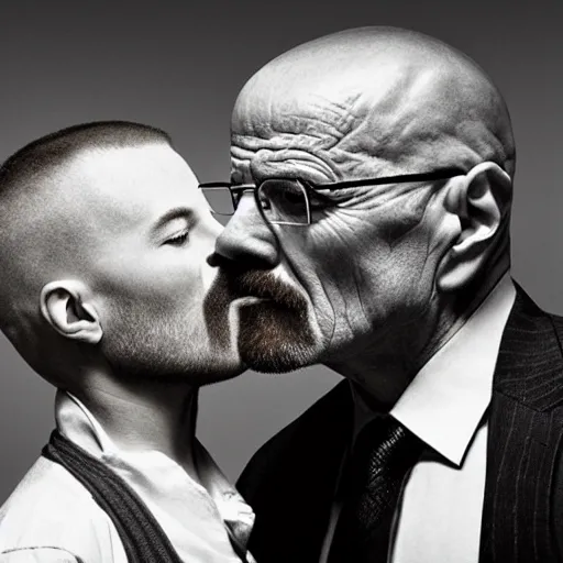 Image similar to walter white kissing sans